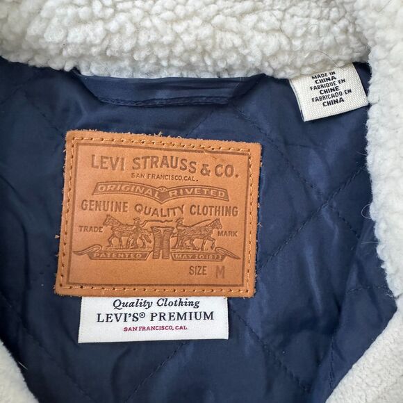 Levi’s Wool Trucker Jacket Plaid Sherpa Collar Women’s M A1227 Premium - Picture 3 of 7